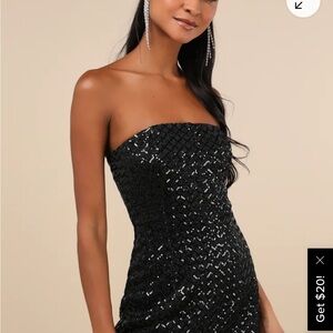 Lulu's Black Strapless Sequin Dress